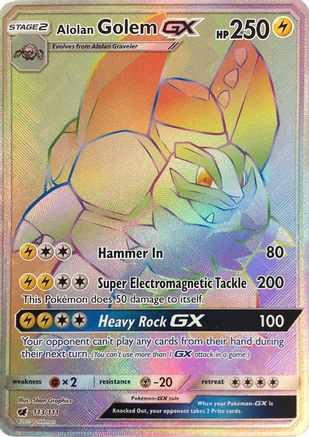 Alolan Golem GX (Secret) (113/111) - SM  Crimson Invasion Holofoil - Secret Rare