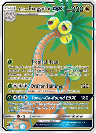 Alolan Exeggutor GX (Full Art) (107/111) - SM  Crimson Invasion Holofoil - Ultra Rare