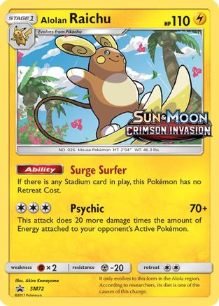 Alolan Raichu (Prerelease) (SM72/248) - SM Promos Holofoil - Promo