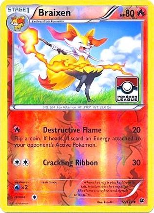 Braixen - 12/124 (Pokemon League) 12 - League & Championship Cards Reverse Holofoil