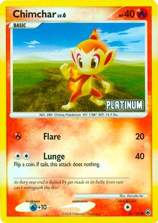 Chimchar - 56/100 [Platinum] 56 - Burger King Promos Reverse Holofoil