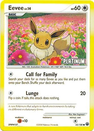 Eevee [Platinum] (62/100) - Burger King Promos Reverse Holofoil - Promo