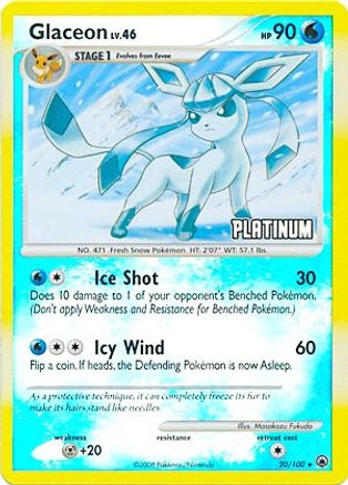 Glaceon - 20/100 [Platinum] 20 - Burger King Promos Reverse Holofoil