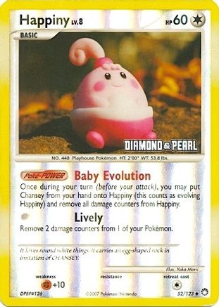 Happiny [Diamond & Pearl] (52/124) - Burger King Promos Reverse Holofoil - Promo
