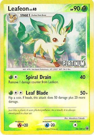 Leafeon - 24/100 [Platinum] 24 - Burger King Promos Reverse Holofoil