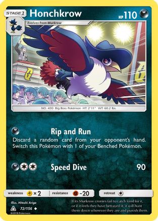 Honchkrow (72/156) - SM  Ultra Prism  - Uncommon