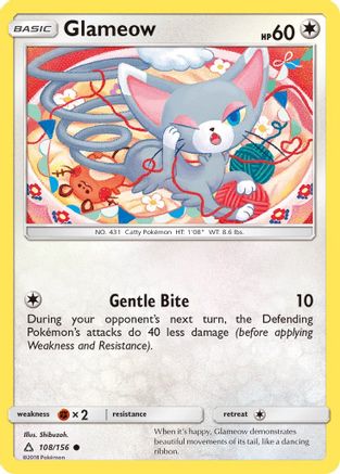 Glameow (108/156) - SM  Ultra Prism Reverse Holofoil - Common