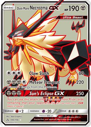 Dusk Mane Necrozma GX (Full Art) 145 - SM  Ultra Prism Holofoil - Ultra Rare