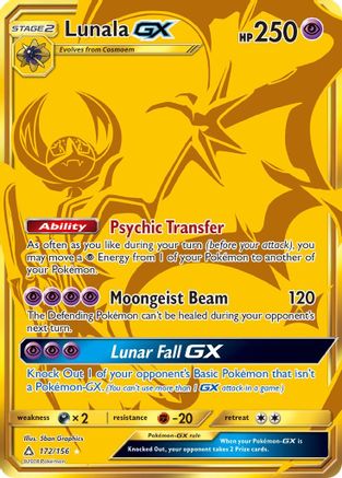 Lunala GX (Secret Rare) (172/156) - SM  Ultra Prism Holofoil - Secret Rare
