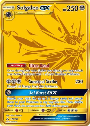Solgaleo GX (Secret Rare) (173/156) - SM  Ultra Prism Holofoil - Secret Rare