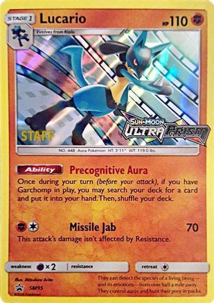Lucario (Prerelease) [Staff] (SM95) - SM Promos Holofoil - Promo