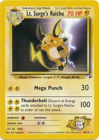 Lt. Surge's Raichu 028/132 - Gym Heroes Unlimited - Rare