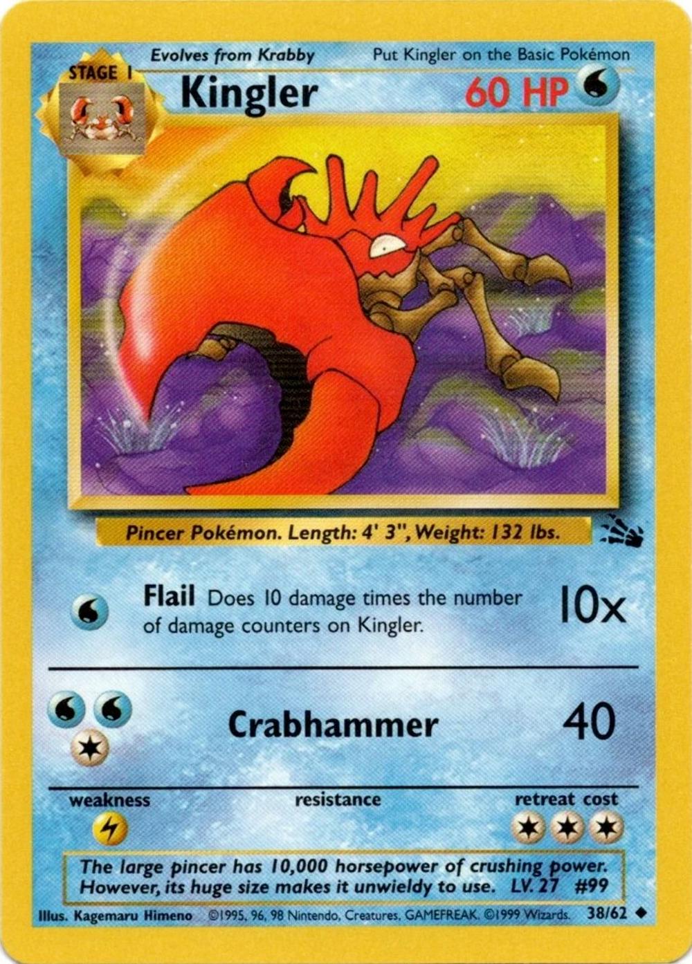 Kingler 038/062 - Fossil Unlimited - Uncommon
