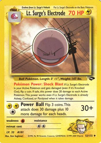 Lt. Surge's Electrode 052/132 - Gym Challenge Unlimited - Uncommon