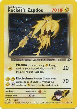 Rocket's Zapdos 015/132 - Gym Challenge Unlimited Holofoil - Holo Rare