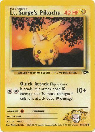 Lt. Surge's Pikachu 084/132 - Gym Challenge Unlimited - Common