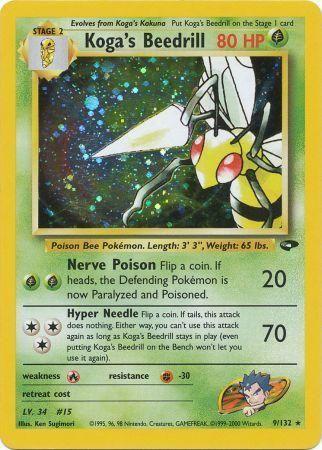 Koga's Beedrill 009/132 - Gym Challenge Unlimited Holofoil - Holo Rare
