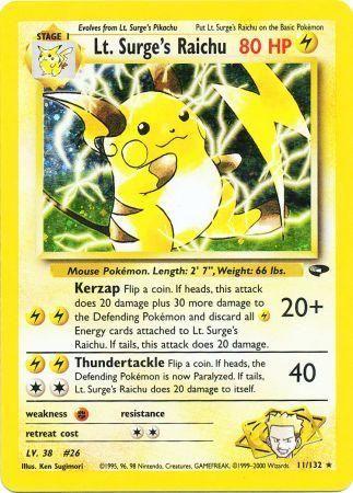 Lt. Surge's Raichu 011/132 - Gym Challenge Unlimited Holofoil - Holo Rare