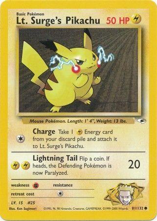 Lt. Surge's Pikachu 081/132 - Gym Heroes Unlimited - Common