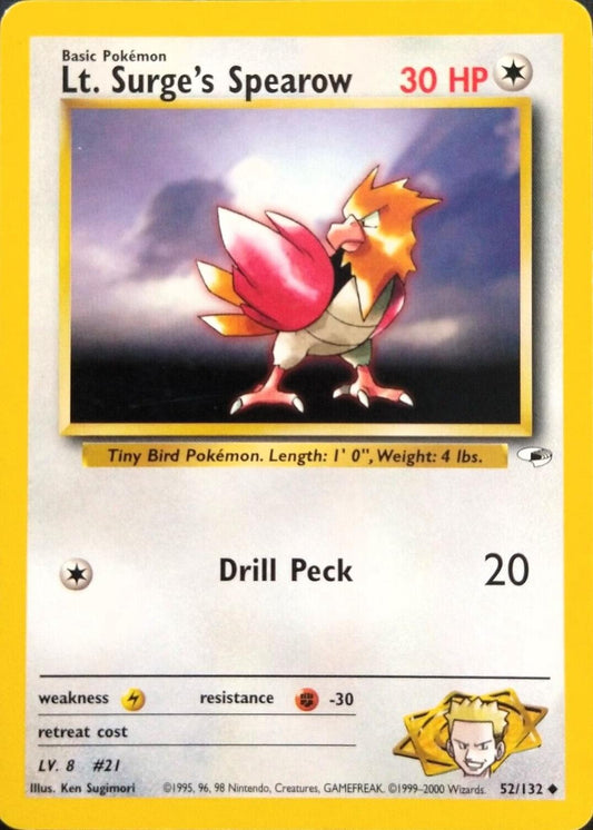 Lt. Surge's Spearow 052/132 - Gym Heroes Unlimited - Uncommon