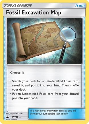 Fossil Excavation Map (107/131) - SM  Forbidden Light Reverse Holofoil - Uncommon