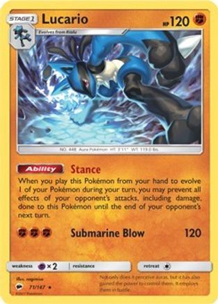 Lucario (SM Burning Shadows) (71) - Deck Exclusives  - Rare