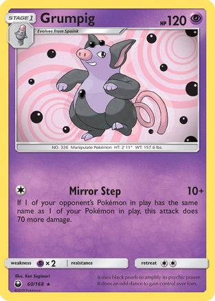 Grumpig (60/168) - SM  Celestial Storm Reverse Holofoil - Rare