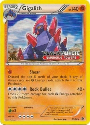 Gigalith 53/98 (Prerelease) [Staff] 053/98 - Black and White Promos Holofoil - Promo