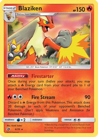 Blaziken 6/70 - Dragon Majesty Reverse Holofoil