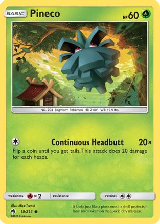 Pineco 15/214 - Lost Thunder Reverse Holofoil