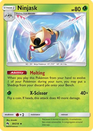 Ninjask (30/214) - SM  Lost Thunder Reverse Holofoil - Uncommon