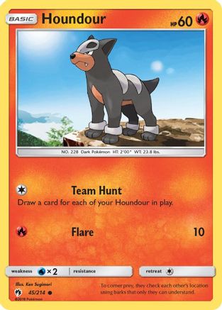 Houndour (45/214) - SM  Lost Thunder Reverse Holofoil - Common