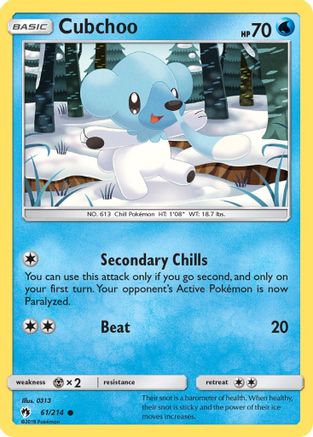 Cubchoo (61/214) - SM  Lost Thunder Reverse Holofoil - Common
