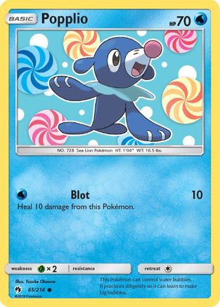 Popplio (65/214) - SM  Lost Thunder Reverse Holofoil - Common