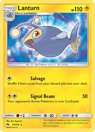 Lanturn (74/214) - SM  Lost Thunder Reverse Holofoil - Rare