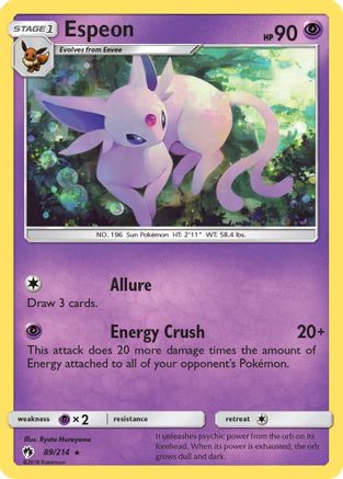 Espeon 089/214 - SM  Lost Thunder Reverse Holofoil - Rare