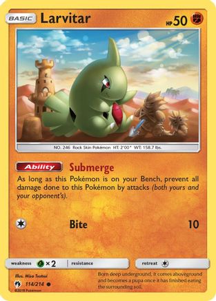 Larvitar (114/214) - SM  Lost Thunder Reverse Holofoil - Common