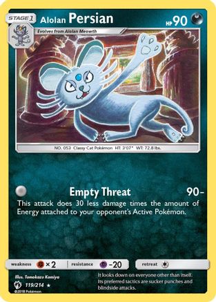 Alolan Persian (119/214) - SM  Lost Thunder Reverse Holofoil - Rare