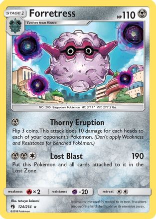 Forretress (124/214) - SM  Lost Thunder Reverse Holofoil - Rare