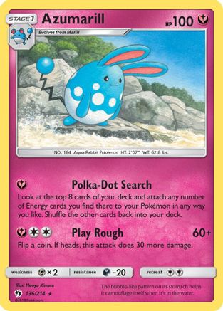 Azumarill (136/214) - SM  Lost Thunder Reverse Holofoil - Rare