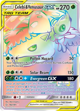 Celebi & Venusaur GX (Secret) (182/181) - SM  Team Up Holofoil - Secret Rare