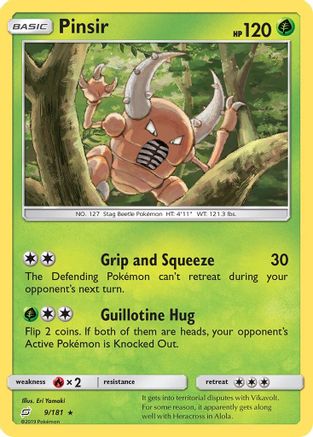 Pinsir (9/181) - SM  Team Up Reverse Holofoil - Rare