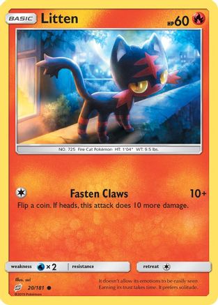 Litten (20/181) - SM  Team Up Reverse Holofoil - Common