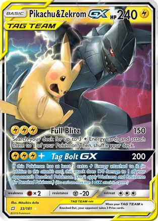 Pikachu & Zekrom GX (33/181) - SM  Team Up Holofoil - Ultra Rare