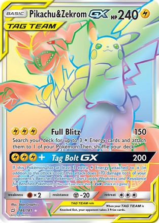 Pikachu & Zekrom GX (Secret) (184/181) - SM  Team Up Holofoil - Secret Rare