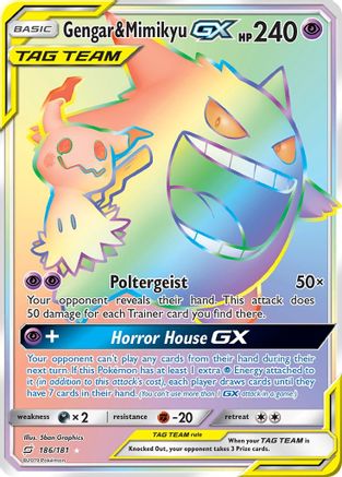 Gengar & Mimikyu GX (Secret) (186/181) - SM  Team Up Holofoil - Secret Rare