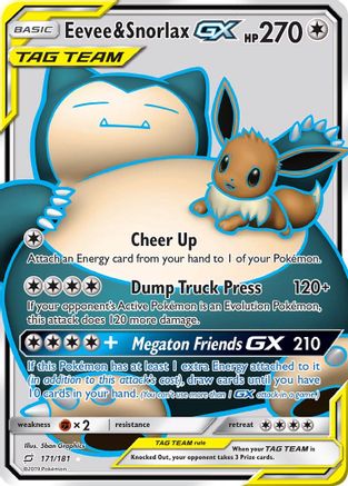 Eevee & Snorlax GX (Full Art) 171 - SM  Team Up Holofoil - Ultra Rare