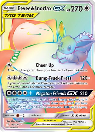 Eevee & Snorlax GX (Secret) 191 - SM  Team Up Holofoil - Secret Rare