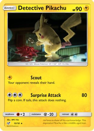 Detective Pikachu (10/18) - Detective Pikachu Holofoil - Rare