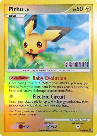 Pichu - 45/106 [Platinum] 45 - Burger King Promos Reverse Holofoil